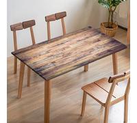 Odot Stretch Tablecloth, Rectangular Table Cover with Elastic Edged, 3D Wood Grain Washable Fitted Protector for Banquet Folding Desk Event Wedding (Wooden Board 4,110x110cm)