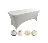 Odot Stretchable Tablecloths 4/5/6/8ft, Stretch Spandex Tablecloth Table Cover Washable Wrinkle Resistant Table Cloth Tablecover Rectangle for Cocktail Banquet Folding Table (Ivory,6FT:183x75cm)