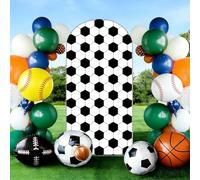 Odot Stretchy Spandex Arch Backdrop Cover | Fitted Round Top Arch Stand Cover for Wedding Birthday Baby Shower Banquet Party Background Decoration (Soccer ball,6FT-80x180cm)