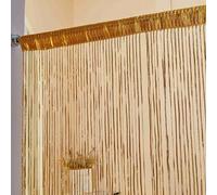 Odot String Door Curtain, Beaded Curtain with Fringe Rod Pocket Fly Insect Bug Screen for Doorway 1 Piece String Door Panel for Room Divider Decorative Party Bedroom (Gold,100x200cm)