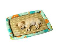 Odot Summer Pet Cooling Mat, Orthopedic Dog Bed, Rattan Pet Bed for Cat Puppy, Calming Dog Sofa, Soft Mat, Washable, Non-Slip (Swimming Fish,XL)