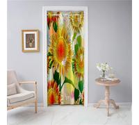 Odot Sunflower Print Blackout Door Curtain with Eyelet, Thermal Insulated Single Curtain, Floral Home Decorative Partition Curtain for Living Room Windows Bedroom Kitchen (70.8x.78.7",Floral F)