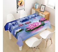 Odot Table Cloth Table Protectors for Dining Room Table Protector 3d Floral Printed Table Cloths Party Stretch Table Covers Tablecloths Tablecloth Table Top Protectors (100x100cm,lotus print 4)