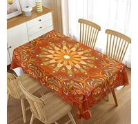 Odot Table Cloth Table Protectors for Dining Room Table Protector Exotic Mandala Print Table Cloths Party Stretch Table Covers Tablecloths Tablecloth Table Top Protectors (100x140cm,dark orange)