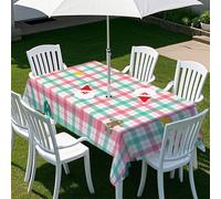 Odot Tablecloths Rectangular Waterproof,Wipe Clean Garden Outdoor Table Cloth with Umbrella Parasol Hole and Zipper Table Cover for Garden, BBQ, 3D Art Style (Pink Green,213x152cm)
