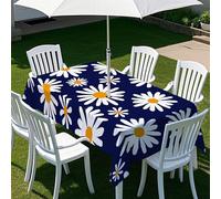 Odot Tablecloths Rectangular Wipe Clean with Umbrella Parasol Hole and Zipper, Table Cover Waterproof Garden Outdoor Table Cloth for Garden, BBQ, Party, 3D Orange Lemon (Daisy,259x152cm)