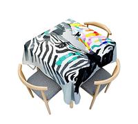 Odot Tablecloths Square Wipe Clean, Wipeable Table Cloth Stain Resistant Table Cover 3d Zebra Animal Printed Rectangular Tablecloth for Kitchen Dining Table (color spot,140x140cm)