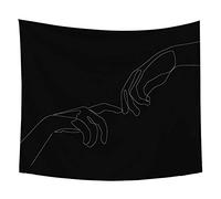Odot Tapestry Wall Hanging, Black and white Simple Line Wall Art Tapestries Wall Decor Beach Towel Blanket Table Cloth Meditation Yoga Mat Rugs Bedsheet for Dorm Home Decor (150x200cm,black)