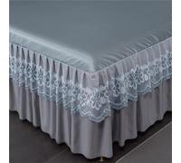 Odot Valance Fitted Sheet, Elegant Style Fitted Valance Sheets Frilled Bed Base Valance Sheet Bed Sheet with Skirt, Easy Care, Fit Over Mattress & Down to the Floor (Grey,180x200cm)