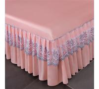 Odot Valance Fitted Sheet, Elegant Style Fitted Valance Sheets Frilled Bed Base Valance Sheet Bed Sheet with Skirt, Easy Care, Fit Over Mattress & Down to the Floor (Pink,99x190cm)