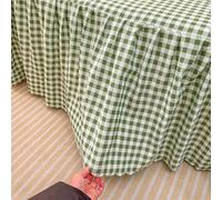 Odot Valance Fitted Sheet, Simple Style Fitted Valance Sheets Frilled Bed Base Valance Sheet Soft Easy Care Bed Sheet with Skirt, Fit Over Mattress & Down to the Floor (120x200cm,Green Gingham)