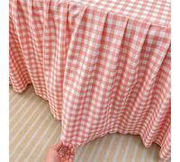 Odot Valance Fitted Sheet, Simple Style Fitted Valance Sheets Frilled Bed Base Valance Sheet Soft Easy Care Bed Sheet with Skirt, Fit Over Mattress & Down to the Floor (150x200cm,Pink Gingham)