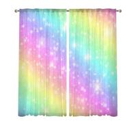 Odot Voile Curtains 2 Panels for Living Room, Colorful Prints Semi Light Filtering Tulle Curtain Rod Pocket Sheer Curtains Drapes for Home Bedroom Windows (Starry Sky,W132 x L245 cm)