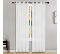 Odot Voile Eyelets Curtains 2 Panels Glow-in-the-Dark Stars Print Semi Transparent Sheer Curtains Drapes Light Filtering for Windows Bedroom Kitchen Dormitory Home Decoration (White,52x84inch)