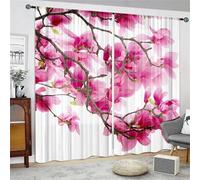 Odot Voile Net Curtains for Windows Living Room, 3D Flower Pattern Rod Pocket Semi Sheer Curtains 2 Panels Light Filtering Translucent Tulle Voile Panel for Home (Peach Blossom,31x45in)