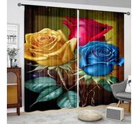 Odot Voile Net Curtains for Windows Living Room,3D Flower Style Rod Pocket Semi Sheer Curtains 2 Panels Light Filtering Translucent Tulle Voile Panel for Home Bedroom (Rose Flower B,21x37in)