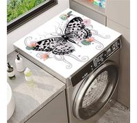 Odot Washer and Dryer Cover for Top, Non-Slip Washing Machine Top Protector Mat, Dust-Proof, Diatom Mud, Cutable, Most Washers, Refrigerator, Home Kitchen Laundry Room (Butterfly specimen,60x60cm)