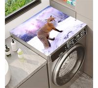 Odot Washer and Dryer Cover for Top, Non-Slip Washing Machine Top Protector Mat, Dust-Proof, Diatom Mud, Cutable, Most Washers, Refrigerator, Home Kitchen Laundry Room (Snow fox,60x60cm)