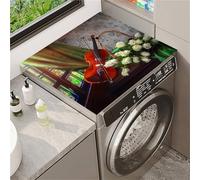 Odot Washer and Dryer Cover for Top, Non-Slip Washing Machine Top Protector Mat, Dust-Proof, Diatom Mud, Cutable, Most Washers, Refrigerator, Home Kitchen Laundry Room (Manor Violin,60x60cm)