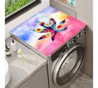 Odot Washer and Dryer Cover for Top, Non-Slip Washing Machine Top Protector Mat, Dust-Proof, Diatom Mud,Cutable,Most Washers,Refrigerator,Home Kitchen Laundry Room (Tie-dye hemp leaves,50x60cm)