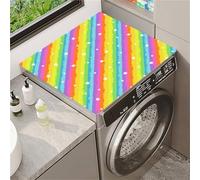 Odot Washer and Dryer Cover for Top, Non-Slip Washing Machine Top Protector Mat, Dust-Proof, Diatom Mud, Cutable, Most Washers, Refrigerator, Home Kitchen Laundry Room (Colorful stars,50x50cm)