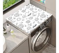 Odot Washer and Dryer Cover for Top, Non-Slip Washing Machine Top Protector Mat, Dust-Proof, Diatom Mud, Cutable, Most Washers, Refrigerator, Home Kitchen Laundry Room (White Universe,60x60cm)