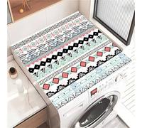 Odot Washer and Dryer Cover for Top, Non-Slip Washing Machine Top Protector Mat, Dust-Proof, Diatom Mud, Cutable, Most Washers, Refrigerator, Kitchen Laundry Room (White striped Bohemian,50x50cm)