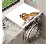 Odot Washer and Dryer Cover for Top, Non-Slip Washing Machine Top Protector Mat, Dust-Proof, Diatom Mud, Cutable, Most Washers, Refrigerator, Home Kitchen Laundry Room (Big Dogs Little Cats,30x40cm)