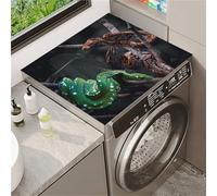 Odot Washer and Dryer Cover for Top, Non-Slip Washing Machine Top Protector Mat, Dust-Proof, Diatom Mud, Cutable, Most Washers, Refrigerator, Home Kitchen Laundry Room (Two snakes,60x60cm)