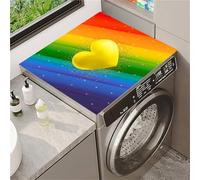 Odot Washer and Dryer Cover for Top, Non-Slip Washing Machine Top Protector Mat, Dust-Proof, Diatom Mud, Cutable, Most Washers, Refrigerator, Kitchen Laundry Room (Rainbow hearts,30x40cm)