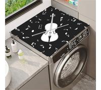 Odot Washer and Dryer Cover for Top, Non-Slip Washing Machine Top Protector Mat, Dust-Proof, Diatom Mud, Cutable, Most Washers, Refrigerator, Home Kitchen Laundry Room (White Violin,50x60cm)