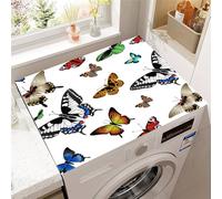 Odot Washer and Dryer Top Mat, 3D Butterfly Dryer Top Protector Mat, Washing Machine Cover Rubber Non-slip Dust-Proof Protection Cover for Home (White 1,50x50cm)