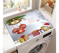 Odot Washer and Dryer Top Mat, 3D Christmas Dryer Top Protector Mat, Washing Machine Cover Rubber Non-slip Dust-Proof Protection Cover for Home (White Red,50x50cm)