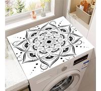 Odot Washer and Dryer Top Mat, 3D Mandala Dryer Top Protector Mat, Washing Machine Cover Rubber Non-slip Dust-Proof Protection Cover for Home (White 1,50x60cm)