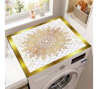 Odot Washer and Dryer Top Mat, 3D Mandala Dryer Top Protector Mat, Washing Machine Cover Rubber Non-slip Dust-Proof Protection Cover for Home (White Gold 1,40x50cm)