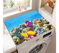 Odot Washer and Dryer Top Mat, 3D Underwater World Dryer Top Protector Mat, Washing Machine Cover Rubber Non-slip Dust-Proof Protection Cover for Home (Blue H,50x50cm)