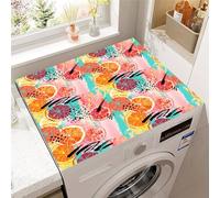 Odot Washer and Dryer Top Mat Cover, 3D Fruit Print Washer Dryer Top Protector Washing Machine Dust-Proof Cover Non-slip Rubber Protection Mat for Laundry Room Kitchen Home (Orange Slice,50x60cm)