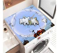 Odot Washer and Dryer Top Mat Cover, 3D Halloween Washer Dryer Top Protector Washing Machine Dust-Proof Cover Non-slip Rubber Protection Mat for Laundry Room Kitchen Home (Ghosts,50x50cm)