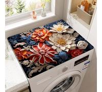 Odot Washer and Dryer Top Mat Cover, 3D Realistic Flower Printed Washer Top Protector Washing Machine Cover Dust-Proof Non-slip Rubber Protection Mat for Laundry Room Kitchen (Red daisy,50x60cm)