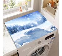 Odot Washer and Dryer Top Mat Cover, 3d Snow Printed Washer Dryer Top Protector Washing Machine Dust-Proof Cover Non-slip Rubber Protection Mat for Laundry Room Kitchen Home (Snow,50x50cm)