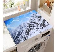 Odot Washer and Dryer Top Mat Cover, 3d Snow Printed Washer Dryer Top Protector Washing Machine Dust-Proof Cover Non-slip Rubber Protection Mat for Laundry Room Kitchen Home (Snow peaks,60x60cm)