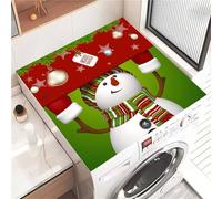 Odot Washer and Dryer Top Mat Cover, Christmas Washer Dryer Top Protector Washing Machine Dust-Proof Cover Non-slip Rubber Protection Mat for Laundry Room Kitchen Home (Striped Snowman,30x40cm)