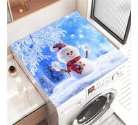 Odot Washer and Dryer Top Mat Cover, Christmas Washer Dryer Top Protector Washing Machine Dust-Proof Cover Non-slip Rubber Protection Mat for Laundry Room Kitchen Home (Little Snowman,50x60cm)