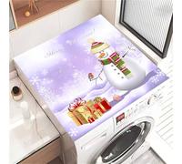 Odot Washer and Dryer Top Mat Cover, Christmas Washer Dryer Top Protector Washing Machine Dust-Proof Cover Non-slip Rubber Protection Mat for Laundry Room Kitchen Home (Purple Snowman,50x50cm)