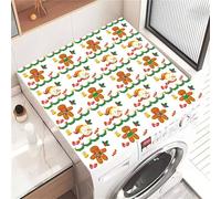 Odot Washer and Dryer Top Mat Cover, Christmas Washer Dryer Top Protector Washing Machine Dust-Proof Cover Non-slip Rubber Protection Mat for Laundry Room Kitchen Home (Gingerbread man,50x50cm)