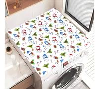 Odot Washer and Dryer Top Mat Cover, Christmas Washer Dryer Top Protector Washing Machine Dust-Proof Cover Non-slip Rubber Protection Mat for Laundry Room Kitchen Home (Red and Blue Snowman,50x60cm)