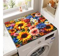 Odot Washer and Dryer Top Mat Cover, Sunflower Washer Dryer Top Protector Washing Machine Cover Dust-Proof Non-slip Rubber Protection Mat for Laundry Room Kitchen Home (colorful flowers,50x60cm)