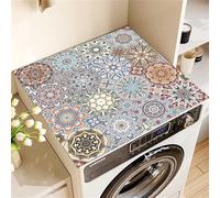 Odot Washer and Dryer Top Mat Cover, Washer Dryer Top Protector Mat Washing Machine Cover Dust-Proof Cover Non-slip Rubber Protection Mat for Laundry Room Kitchen- Mandala (Folk-Custom,50x50cm)