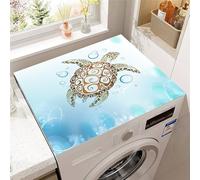 Odot Washer and Dryer Top Mat Cover, Washer Dryer Top Protector Mat Washing Machine Dust-Proof Cover Non-slip Protection for Kitchen Laundry Room -Sea Turtle 3D (Blue Ocean,50x60cm)
