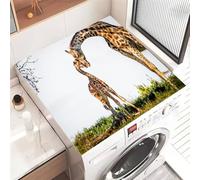 Odot Washer and Dryer Top Mat Cover, Washer Dryer Top Protector Mat Washing Machine Dust-Proof Cover Non-slip Protection for Kitchen Laundry Room -Giraffe Animal 3D (White,30x40cm)